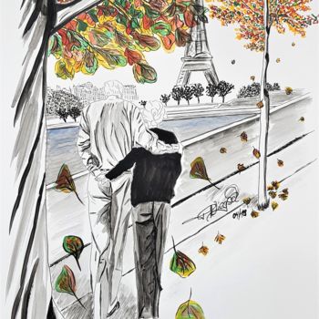 「autumn #artistsuppo…」というタイトルの描画 Tanja Niegschによって, オリジナルのアートワーク, グワッシュ水彩画