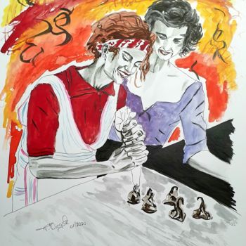 Disegno intitolato "show you how to mak…" da Tanja Niegsch, Opera d'arte originale, Gouache