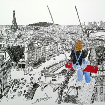 「top view」というタイトルの描画 Tanja Niegschによって, オリジナルのアートワーク, グワッシュ水彩画