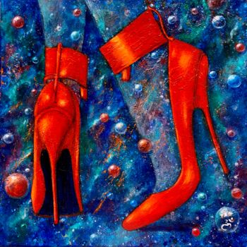 Painting titled "Fashion red" by Tanja Olsson, Original Artwork, Acrylic Mounted on Wood Stretcher frame