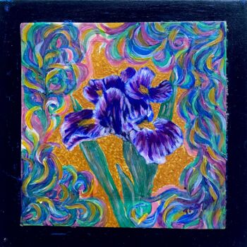 Painting titled "Iris 1" by Tanja Olsson, Original Artwork, Acrylic Mounted on Wood Stretcher frame