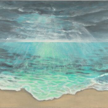 Painting titled "Meer" by Tanja Robisch, Original Artwork, Acrylic Mounted on Wood Stretcher frame