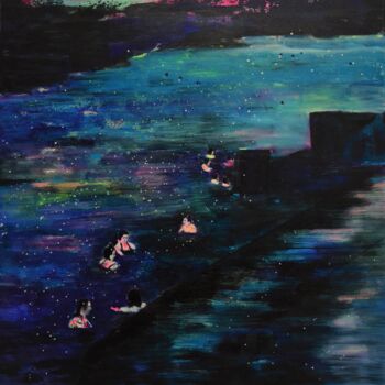 Painting titled "Night Talk" by Tanja Vetter, Original Artwork, Acrylic