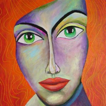 Painting titled "Red Hair Woman" by Tanja Djokic, Original Artwork