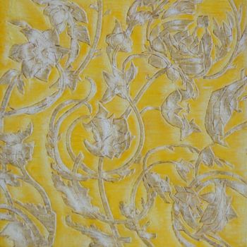 Malerei mit dem Titel "Yellow embroidery" von Tanja Kolinko, Original-Kunstwerk, Öl