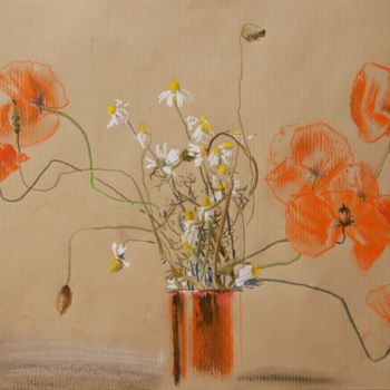 Painting titled "Blumen" by Tanja Kolinko, Original Artwork, Pastel