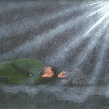 Schilderij getiteld "REV 6:15-17" door Ed Moralez, Origineel Kunstwerk, Olie
