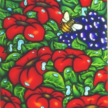 Σχέδιο με τίτλο "Red Flower Poster" από Karin French, Αυθεντικά έργα τέχνης