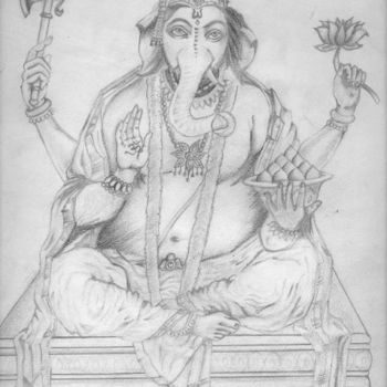 Painting titled "Ganpati Bappa Morya" by Tanmay, Original Artwork, Oil