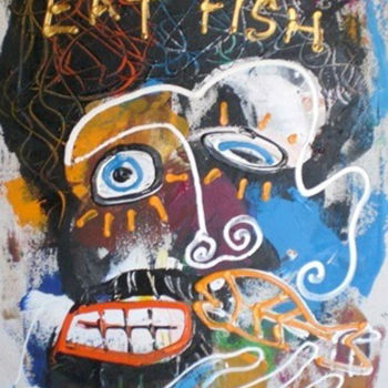 Painting titled "Eat fish" by Tanto, Original Artwork, Acrylic