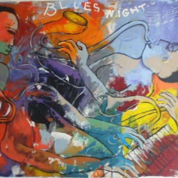 Painting titled "Blues night" by Tanto Sutianto, Original Artwork, Oil