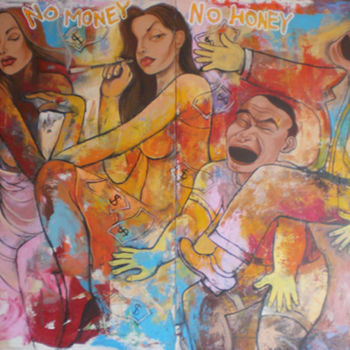 Malerei mit dem Titel "No money no honey" von Tanto Sutianto, Original-Kunstwerk