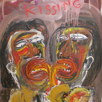 「Kissing」というタイトルの絵画 Tanto Sutiantoによって, オリジナルのアートワーク