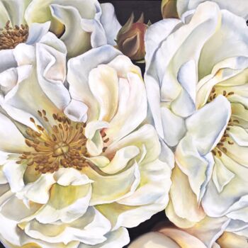 Painting titled "Rose goldfinch - bi…" by Tanya Churey, Original Artwork, Oil