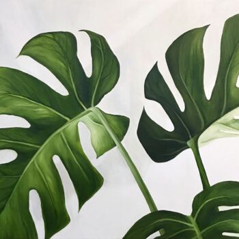 Painting titled "Monstera - tropical…" by Tanya Churey, Original Artwork, Oil