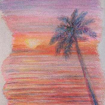 Dibujo titulada "Oceanic evening. ri…" por Tanya Dolya, Obra de arte original, Pastel