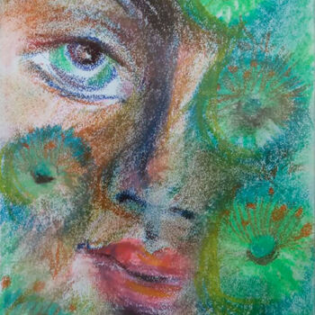Картина под названием "Lawn. Fantasy flowe…" - Tanya Dolya, Подлинное произведение искусства, Пастель Установлен на Другая ж…