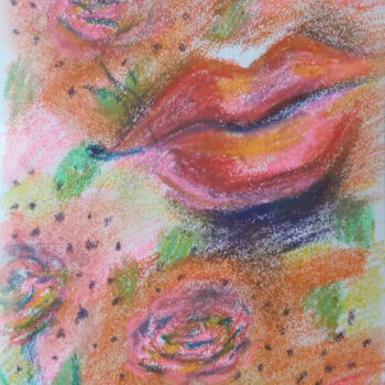 Schilderij getiteld "Rose lips A series…" door Tanya Dolya, Origineel Kunstwerk, Pastel Gemonteerd op Andere stijve panelen