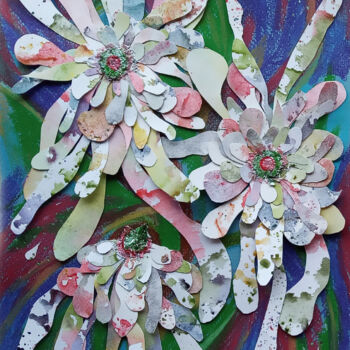 Collages intitolato "Dynamic flowers2 Se…" da Tanya Dolya, Opera d'arte originale, Collages