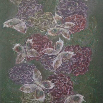 Pittura intitolato "Butterflies and flo…" da Tanya Dolya, Opera d'arte originale, Pastello