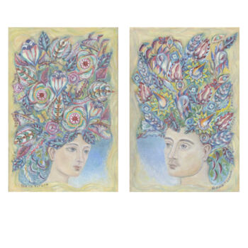 Peinture intitulée "Diptych "Flowers. H…" par Tanya Dolya, Œuvre d'art originale, Huile