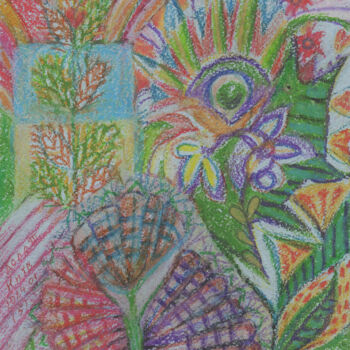 Картина под названием "Flora in the style…" - Tanya Dolya, Подлинное произведение искусства, Пастель