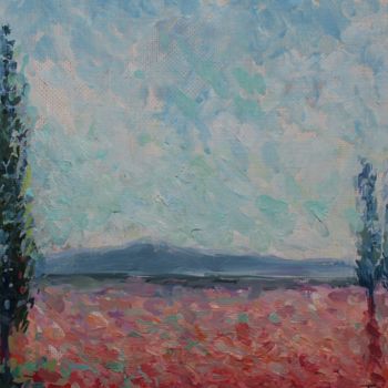 Painting titled "Pink Fields" by Tanya Firn, Original Artwork, Oil