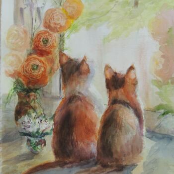 Painting titled "Let's get to know e…" by Tanya Kutsenko, Original Artwork, Watercolor