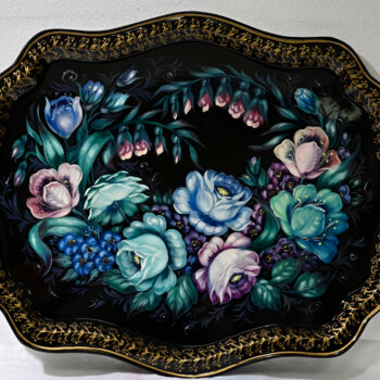 Design intitulée "Tray half wreath" par Tanya Shark, Œuvre d'art originale, Huile