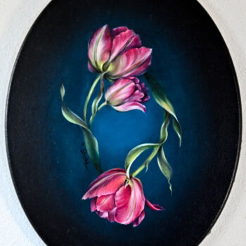 Malarstwo zatytułowany „Tulips.” autorstwa Tanya Shark, Oryginalna praca, Olej
