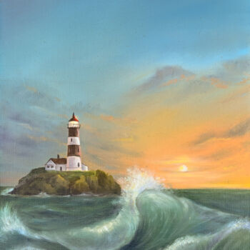 Painting titled "Seascape #9" by Tanya Shark, Original Artwork, Oil