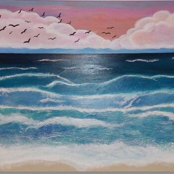 Painting titled "Ocean in Paradise 1…" by Tanya Silva, Original Artwork, Acrylic Mounted on Wood Stretcher frame