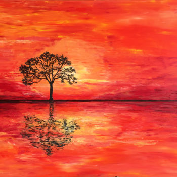 Painting titled "Orange desert, Oil…" by Tanya Stefanovich, Original Artwork, Oil