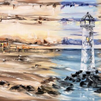 Ζωγραφική με τίτλο "Colorless Lighthouse" από Tanya Stefanovich, Αυθεντικά έργα τέχνης, Λάδι