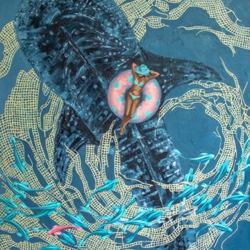 Картина под названием "Vacation on Mars" - Tanya Vell, Подлинное произведение искусства, Масло Установлен на Деревянная рама…