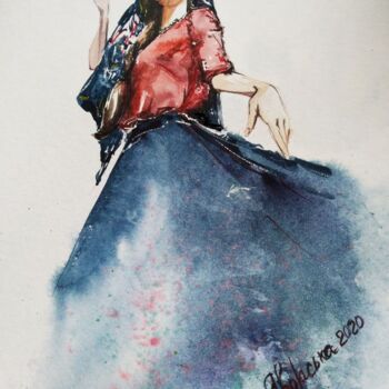 Painting titled ""In dance"" by Tanya Yavorska, Original Artwork, Watercolor