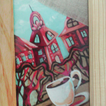 Painting titled "An old city caffe.j…" by Tatiana Boikova, Original Artwork, Acrylic