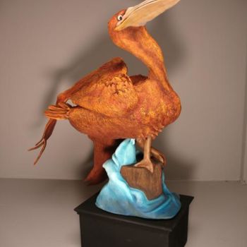 Sculpture titled "Pre-Flight Pelican" by Tanya Cassoni, Original Artwork, Ceramics