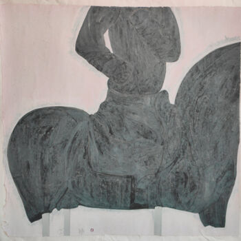 Schilderij getiteld "horse rider" door Tao Li, Origineel Kunstwerk, Inkt