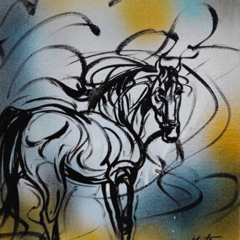Peinture intitulée "Horse" par Tapas Maiti, Œuvre d'art originale, Acrylique