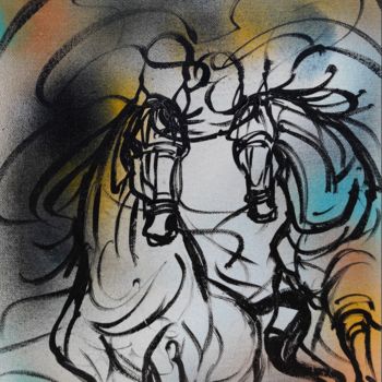 Картина под названием "Horse 3" - Tapas Maiti, Подлинное произведение искусства, Акрил
