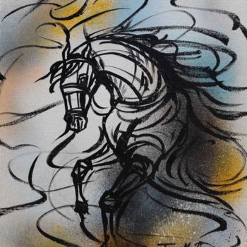 Painting titled "Horse5" by Tapas Maiti, Original Artwork, Acrylic
