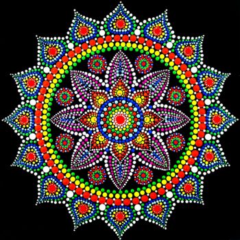 Painting titled "Mandala | Lotus Sav…" by Tara Devi, Original Artwork, Acrylic