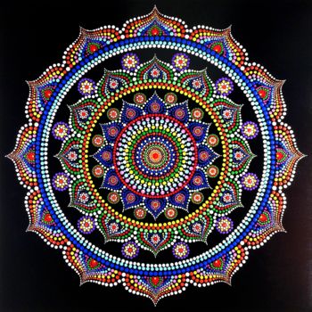 Schilderij getiteld "Mandala | Lotus Kama" door Tara Devi, Origineel Kunstwerk, Acryl