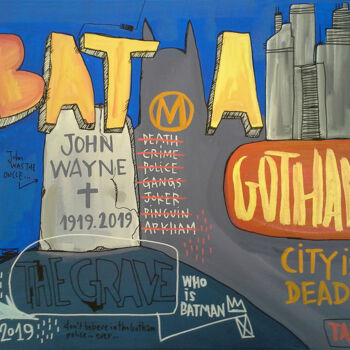 Ζωγραφική με τίτλο "Batman Gotham" από Tarek Ben Yakhlef, Αυθεντικά έργα τέχνης, Ακρυλικό