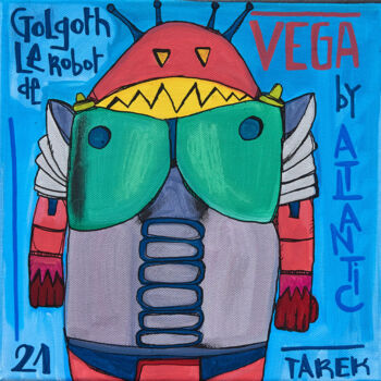Pittura intitolato "Golgoth le robot de…" da Tarek Ben Yakhlef, Opera d'arte originale, Acrilico