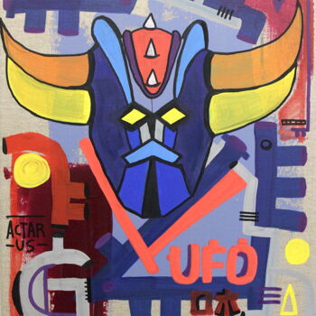 Schilderij getiteld "Ufo Grendizer" door Tarek Ben Yakhlef, Origineel Kunstwerk, Acryl