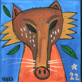 Картина под названием "Wolf" - Tarek Ben Yakhlef, Подлинное произведение искусства, Акрил