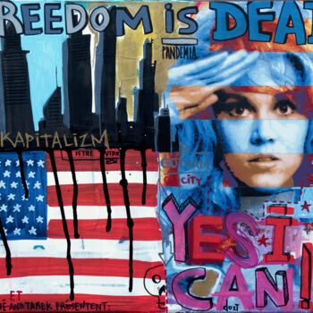 "Freedom is dead" başlıklı Tablo Tarek Ben Yakhlef tarafından, Orijinal sanat, Akrilik