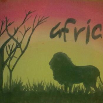 Malerei mit dem Titel "LION AFRICA" von Tarik Kmichou, Original-Kunstwerk, Öl